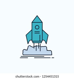 launch, startup, ship, shuttle, mission Flat Icon. green and Yellow sign and symbols for website and Mobile appliation. vector illustration