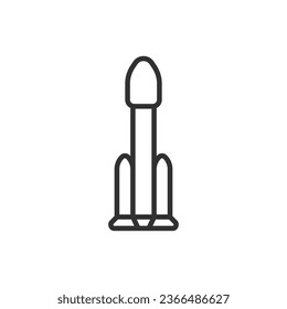 Vehículo de lanzamiento, icono lineal. Cohetes. nave espacial. Línea con trazo editable