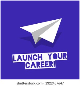Launch Your Career Poster with Paper Plane Illustration