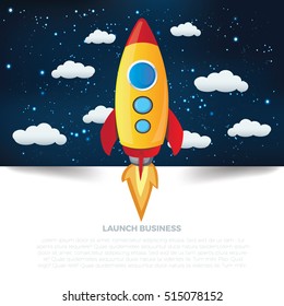 Launch,business start up concept design,clean vector