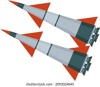 Launched missile, illustration, vector on a white background.