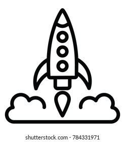 A launched rocket concept of new business startup line icon