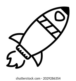 Launched Rocket, Startup concept line icon. Simple element illustration. Startup concept outline symbol design. Modern vector style