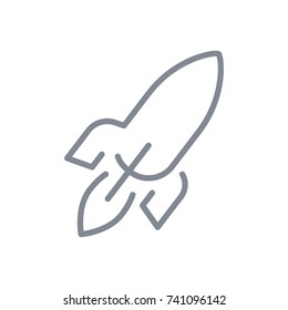 Launched Schematic Rocket, Made Up Of Lines, Icon That Symbolize Start Up And Successful Solution On Vector Illustration Isolated On White