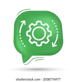 Launcher, Getriebe und Arbeitsvektor in Sprachblase - Modernes Design