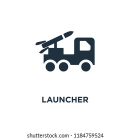 Launcher icon. Black filled vector illustration. Launcher symbol on white background. Can be used in web and mobile.
