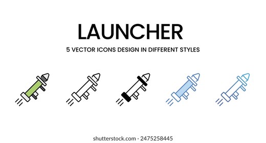 Launcher Icons Vektorgrafik Set Stock Illustration.