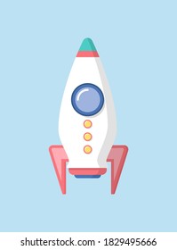 Launcher of metal construction ready to explore space. Launching rocket vector, business start up innovative idea isolated icon. Project beginning