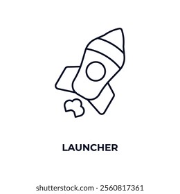 launcher outline icon. Linear vector from army and military concept. Thin line launcher icon isolated on white background