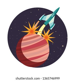 launcher rocket with planet