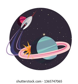 launcher rocket with planet