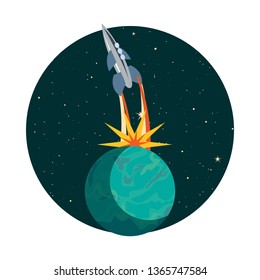 launcher rocket with planet