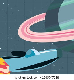 launcher rocket with planets