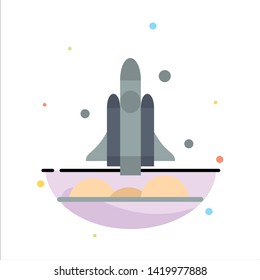 Launcher, Rocket, Spaceship, Transport, Usa Abstract Flat Color Icon Template