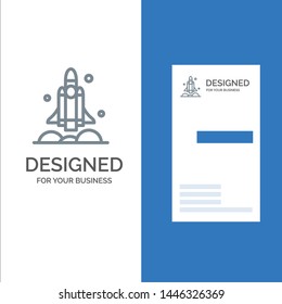 Launcher, Rocket, Spaceship, Transport, Usa Grey Logo Design and Business Card Template