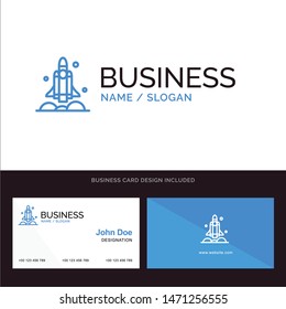 Launcher, Rocket, Spaceship, Transport, Usa Blue Business logo and Business Card Template. Front and Back Design. Vector Icon Template background