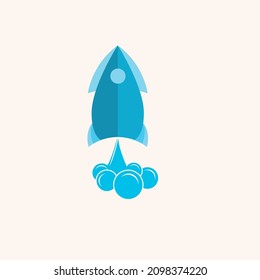 Launching Cartoon Rocket Icon Design Concept. 