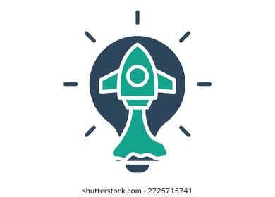 Icono de lanzamiento. estilo de icono sólido. icono relacionado con la idea de lanzamiento. Ilustración vectorial de Elementos de creatividad