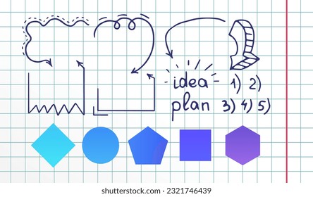 Launching idea infographic chart design element set. Project strategy. Abstract vector symbols for infochart with blank copy spaces. Instructional graphics kit. Arial, Segoe UI Emoji fonts used