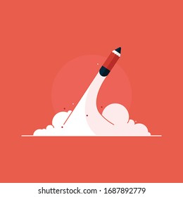 launching idea with pencil, creative start up illustration concept