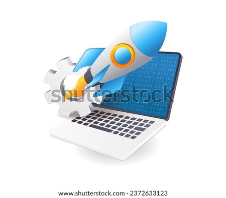 Launching a new product rocket flat illustration concept