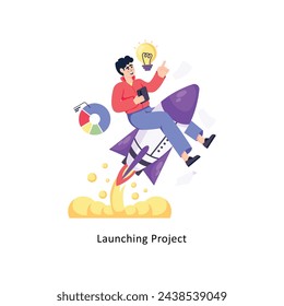 Starten von Project Flat Style Design Vector Stock Illustrationen. 