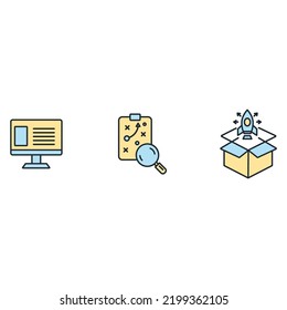 Launching project process icons  symbol vector elements for infographic web