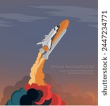 Launching rocket bomb with smoke. Vector illustration