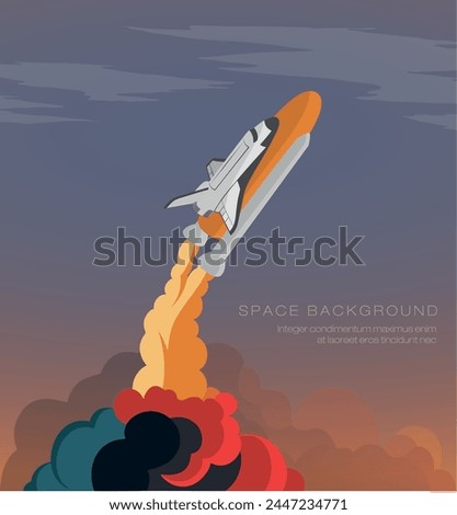Launching rocket bomb with smoke. Vector illustration