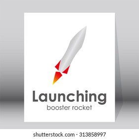 Launching rocket boost fly abstract vector logo design template space sky business icon airplane speed fast company identity symbol concept