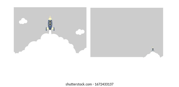 launching rocket with grey background, cover and presentation background template