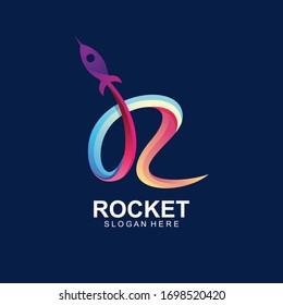 Launching rocket logo design vector