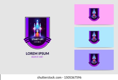 Launching rocket logo, start up logotype concept