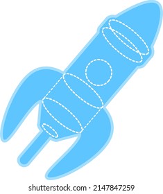 Launching rocket semi flat color vector object. Full sized item on white. Space tourism. Flying through space. Simple cartoon style illustration for web graphic design and animation