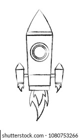 launching rocket space ship cartoon