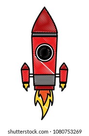 launching rocket space ship cartoon