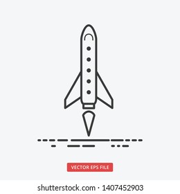 Launching rocket spacecraft outlined modern business vector icon