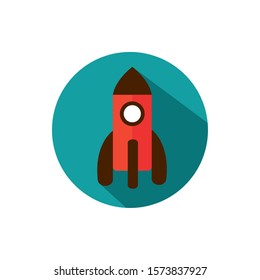 launching rocket start up business strategy icon block shadow vector illustration