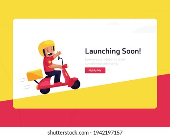 Launching soon landing page template. Vector graphic illustration.