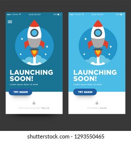 Launching Soon Page Design App Interface for Smart Phones