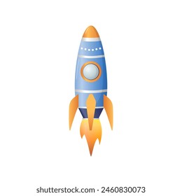 Launching a space rocket into outer space. Vector drawing.