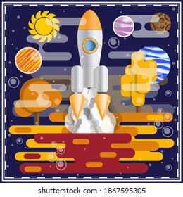 Launching a spacecraft. Fantasy. Vector illustration.