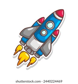 Launching spaceship rocket illustration art