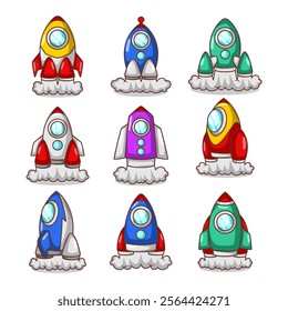 Launching spaceship rocket illustration art
