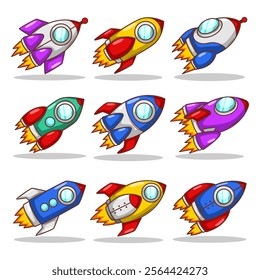 Launching spaceship rocket illustration art