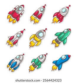 Launching spaceship rocket illustration art