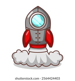 Launching spaceship rocket illustration art