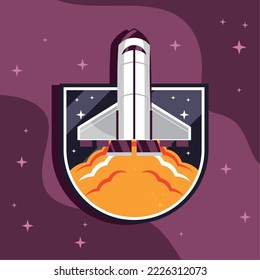 launching spaceship space label style