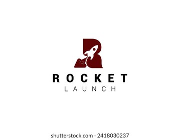 Launching Take Off Rocket Jet Plane Space modern logo word mark logotype design