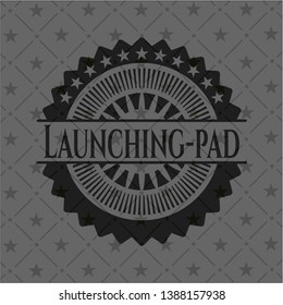 Launching-pad dark emblem. Retro. Vector Illustration. Detailed.